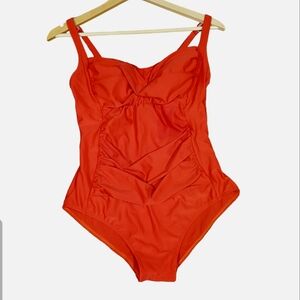 Women’s vintage style red one piece bathing suit Size (L)